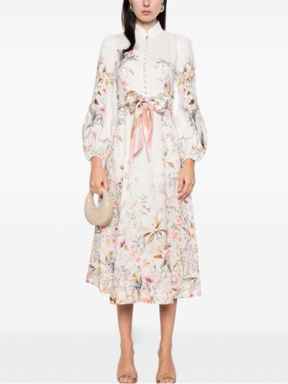 Zimmermann Cream Floral Midi Rebellion Dress
